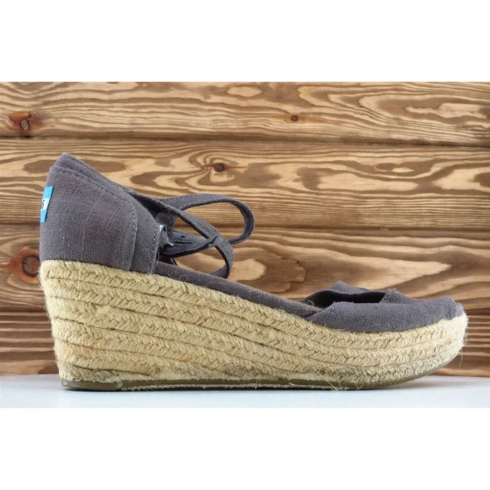 Toms Sz 8 M Brown Ankle Strap Fabric Women Sandals‎